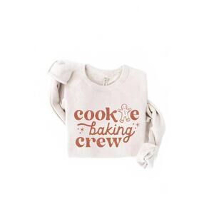 NEW OAT COLLECTIVE unisex cookie baking crew graphic sweatshirt in off white